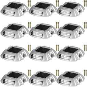 VEVOR Driveway Lights 12-Pack Solar Driveway Lights Bright White with Screws Solar Deck Lights Outdoor Waterproof Wireless Dock Lights 6 LEDs for Path