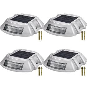 VEVOR Driveway Lights 4-Pack Solar Driveway Lights Bright White with Screw Solar Deck Lights Outdoor Waterproof Wireless Dock Lights 6 LEDs for Path W