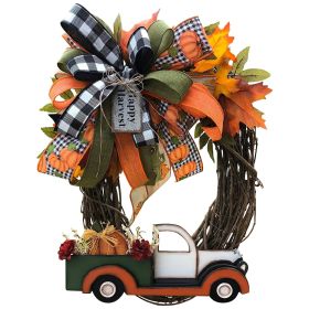 Farmhouse Pumpkin Cart Wreath (Option: 30x40cm)