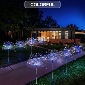 1 Pack Solar Firework Light Outdoor, IP65 Waterproof Solar Garden Flower Lights With 8 Lighting Modes, Decorative Fairy Lights With Stake (Color: Multicolor, size: 8 Mode 150LEDS)